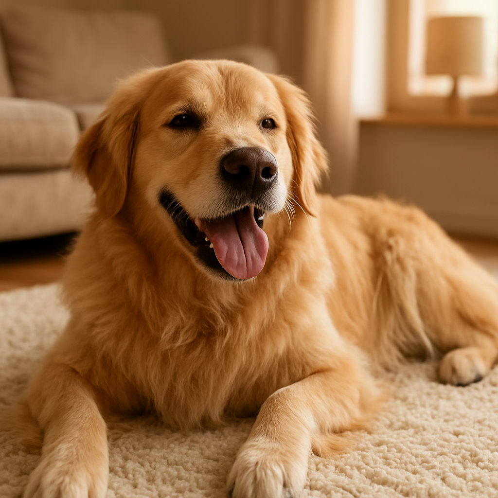 Golden retriever relaxing at home — ZenChiAnimalCare in-home pet sitting